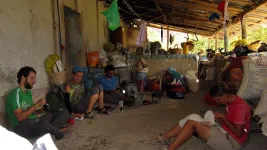 bivouac du jour, sur la terrasse d'un restaurant
