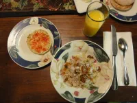 Splendide petit déjeuner, nous avons découvert le porridge