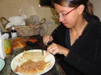 quesadillas (tortillas au fromage fondu) accompagnée de ses frijoles (haricots)